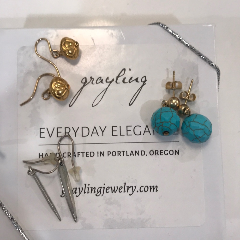 3 pairs of small dangles by Grayling